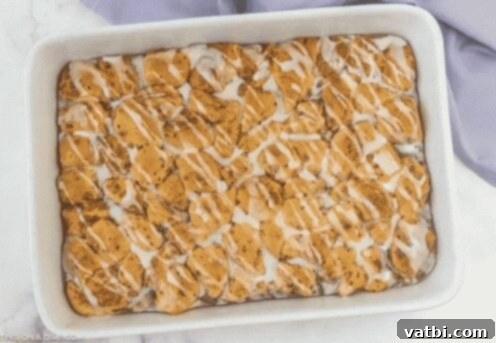 37 Must-Try Brunch Desserts 12 Cinnamon roll french toast casserole in a baking dish.