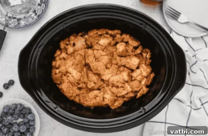 37 Must-Try Brunch Desserts 17 Crock Pot French Toast in a slow cooker, topped with syrup.