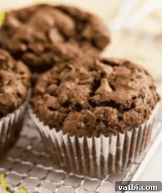 37 Must-Try Brunch Desserts 25 Super Moist Chocolate Zucchini Muffins on a plate.