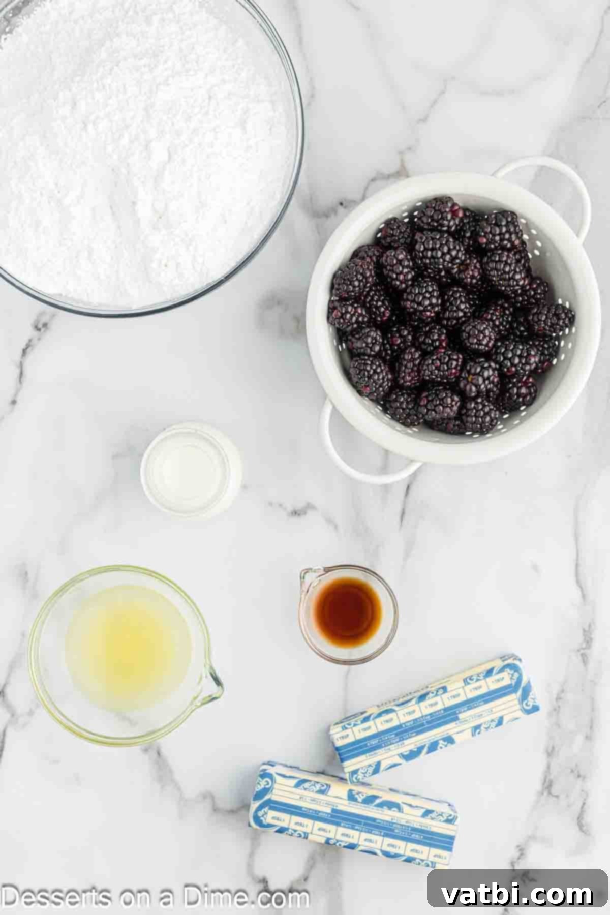 Luscious Blackberry Buttercream Frosting 3 Ingredients for Blackberry Buttercream Frosting - fresh blackberries, lemon, unsalted butter, powdered sugar, vanilla extract, milk
