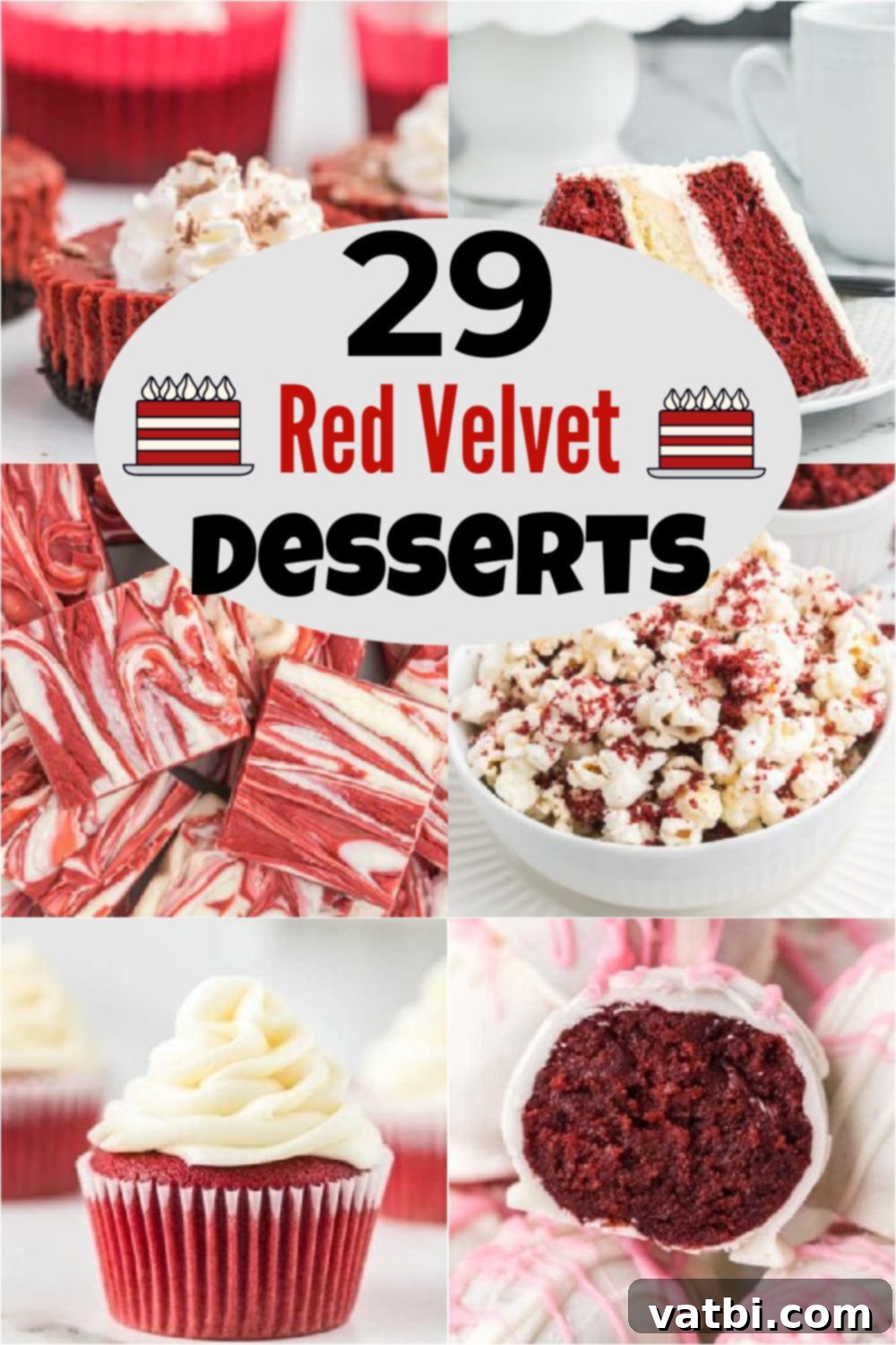 29 Decadent Red Velvet Desserts 2 A vibrant collection of red velvet desserts, featuring cakes, cupcakes, and other treats, all showcasing the distinctive red color and creamy frosting, perfect for any celebration.