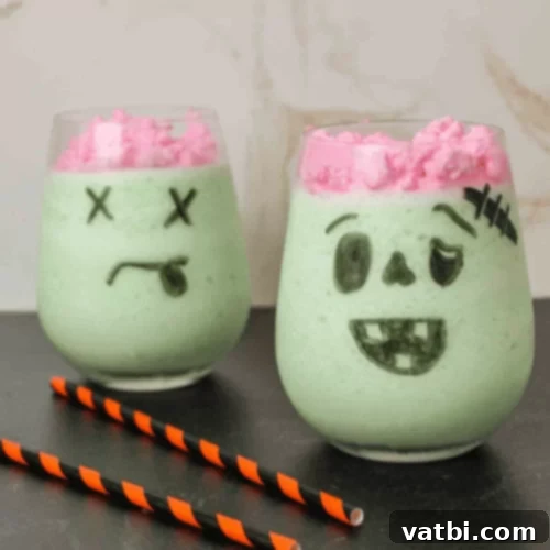 Frozen Whipped Zombie Brains, a green and creamy dessert.