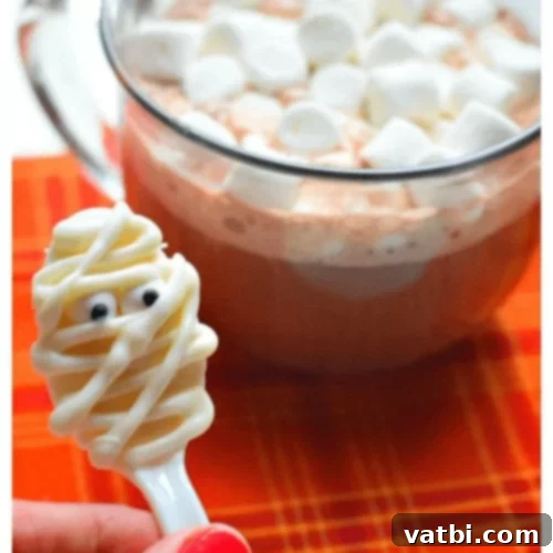 Chocolate Mummy Spoon, decorated to look like a mummy.