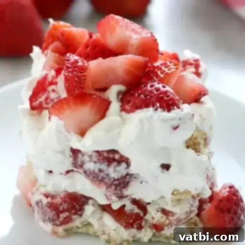 Strawberry Icebox Cake, a simple and tasty no-bake dessert that tastes like strawberry shortcake.