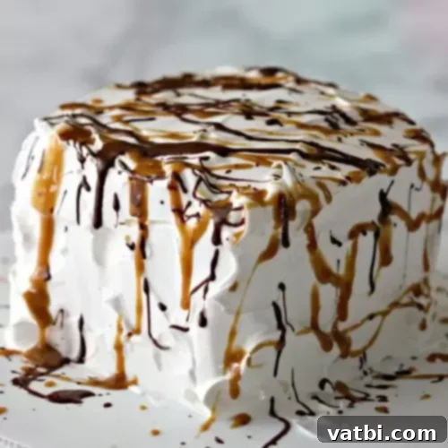 Ice Cream Cake, an easy no-bake dessert made with ice cream sandwiches.