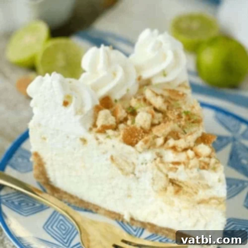 No Bake Key Lime Mousse Pie, a refreshing no-bake summer dessert with Nilla Wafer crust and key lime mousse.