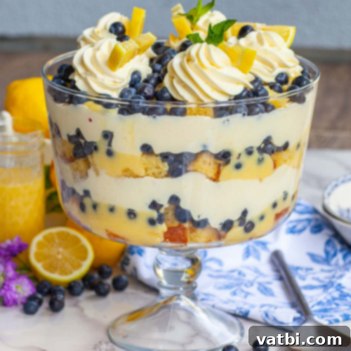 Lemon Blueberry Trifle, a stunning and delicious no-bake summer dessert.
