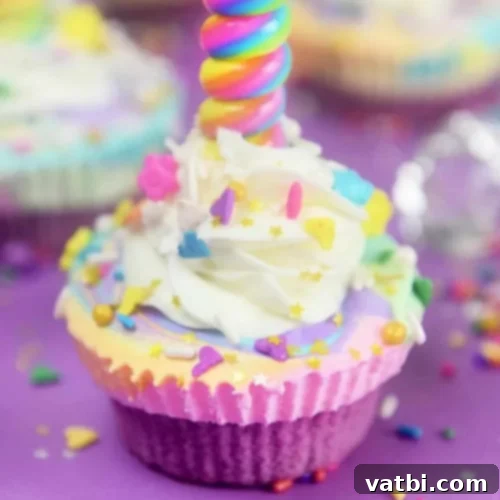 37 Magical Unicorn Desserts 25 Unicorn Ice Cream Cupcakes made with vanilla ice cream, cupcakes, whipped cream frosting, sprinkles, and lollipops.