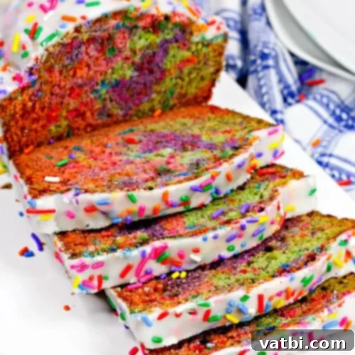 37 Magical Unicorn Desserts 30 Unicorn Banana Bread with mashed bananas, sweet icing, and colorful sprinkles.