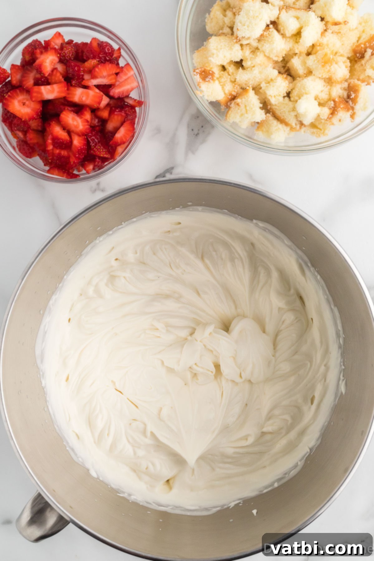 Blissful Strawberry Shortcake Ice Cream 5 Heavy cream beat until fluffy.