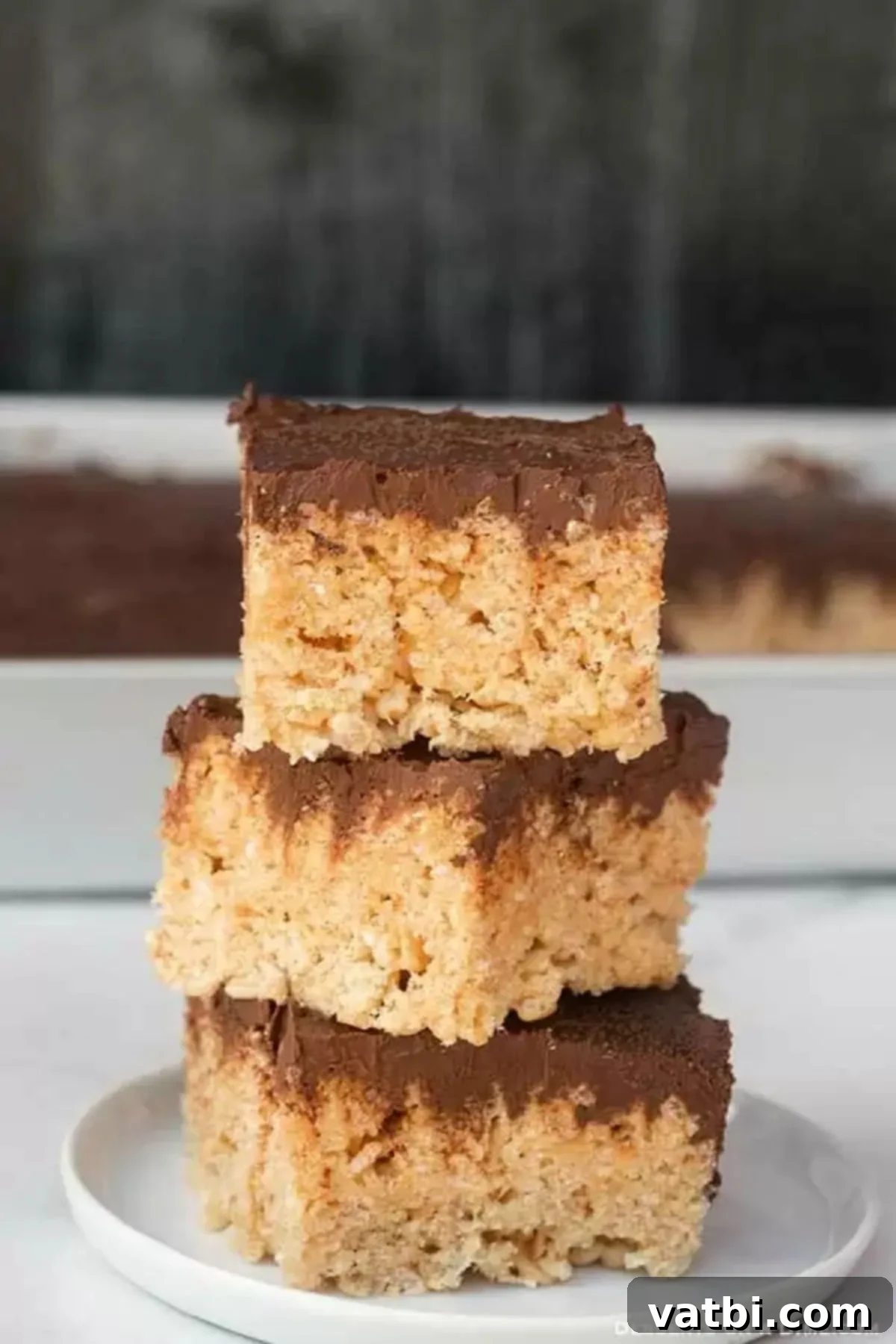 How to Freeze Rice Krispie Treats 3 Chocolate Rice Krispie Treats, perfect for freezing and a quick snack.