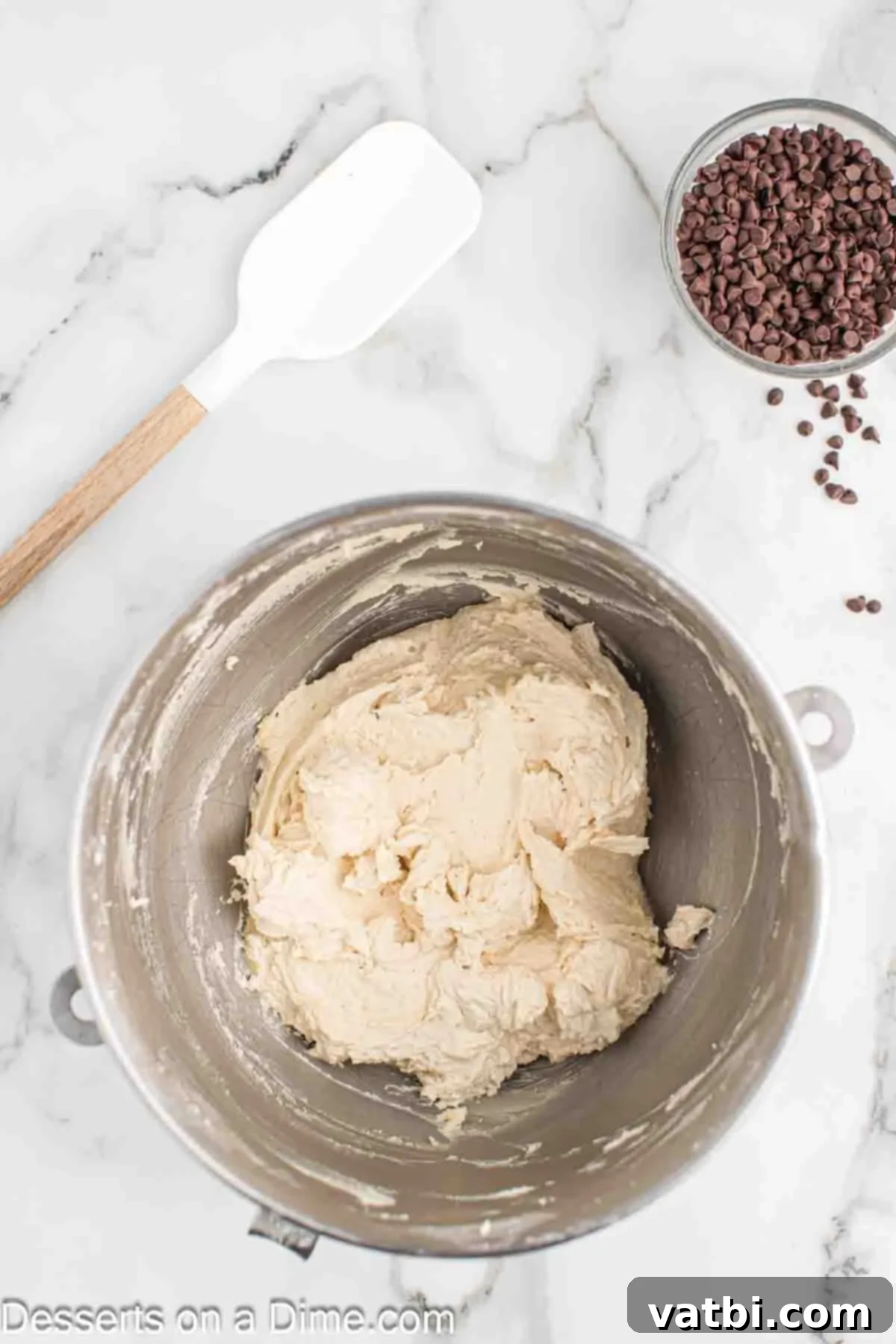 Irresistible Cookie Dough Frosting 6 Add flour and mix until combined.
