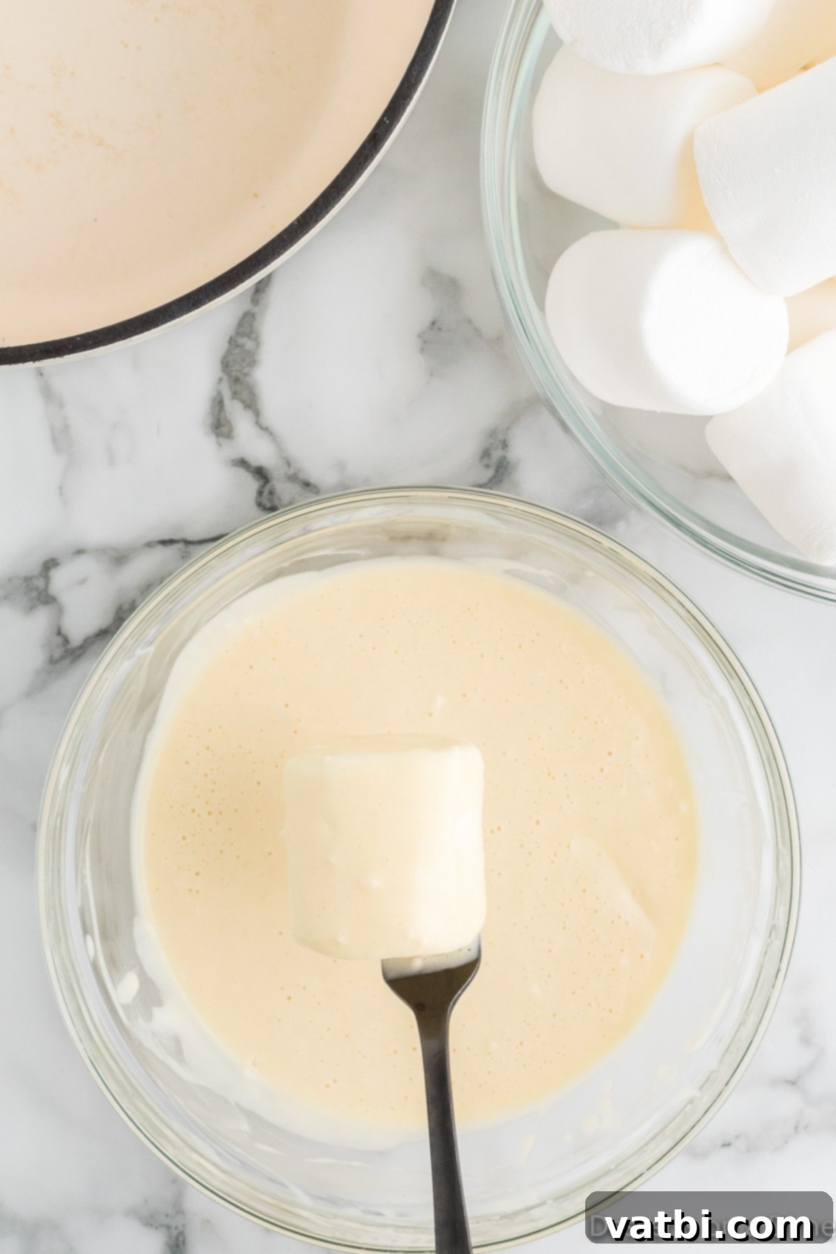 Marshmallow dipped in batter. 