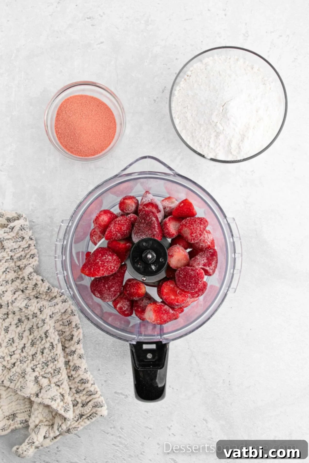 Strawberries being pureed. 