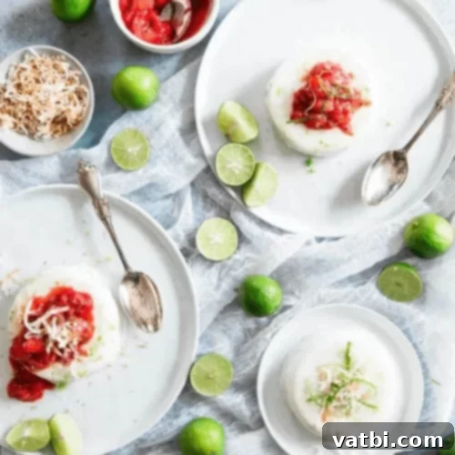 67 Zesty Lime Desserts 5 Key Lime Coconut Panna Cotta made with coconut milk for a healthier twist, topped with key lime strawberry compote.