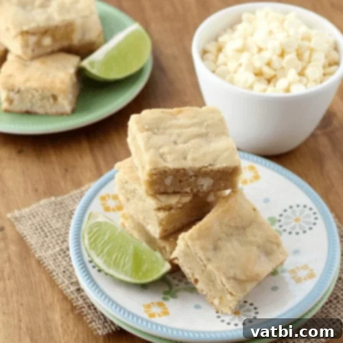 67 Zesty Lime Desserts 17 Chewy, zesty White Chocolate and Lime Blondies, combining subtle citrus with creamy white chocolate.