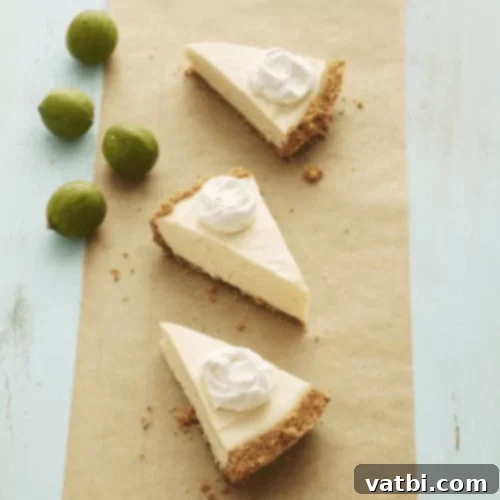 67 Zesty Lime Desserts 38 White Chocolate-Mascarpone Key Lime Pie, decadent and creamy, featuring mascarpone cheese, key lime juice, and sweet white chocolate, topped with whipped cream.