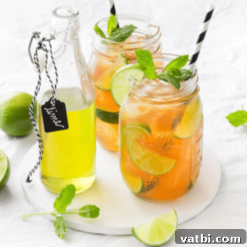 67 Zesty Lime Desserts 48 Lady Grey Lime Cooler, a bright and zesty twist on classic iced tea, perfect for sipping into summer.