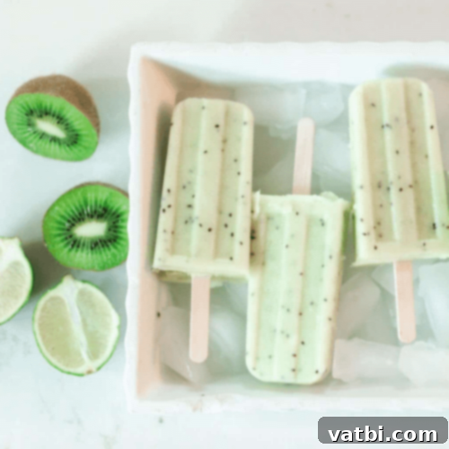 67 Zesty Lime Desserts 52 Kiwi Lime Popsicles, vibrant and tangy, made creamy with yogurt and sweetened with honey.