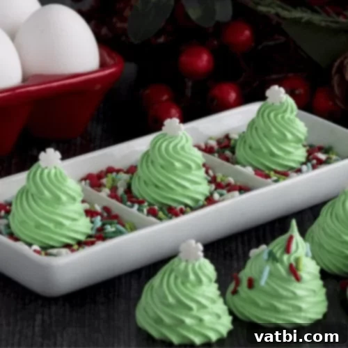 45 Festive Gluten-Free Christmas Delights 16 Delicate Christmas Tree Meringue Cookies, naturally gluten-free and dairy-free.