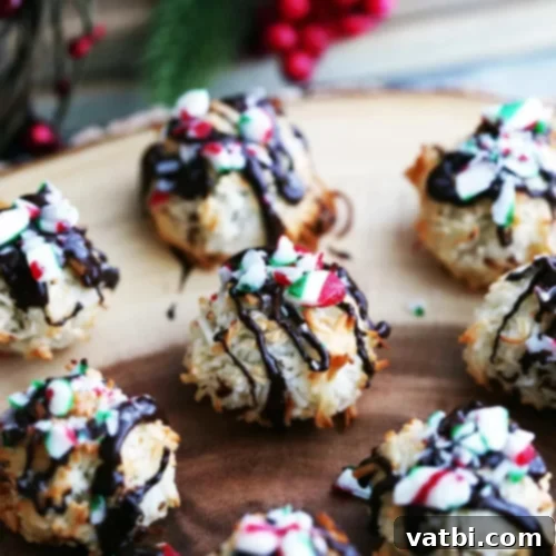 45 Festive Gluten-Free Christmas Delights 22 Peppermint Chocolate Coconut Macaroons, a festive and gluten-free holiday cookie.