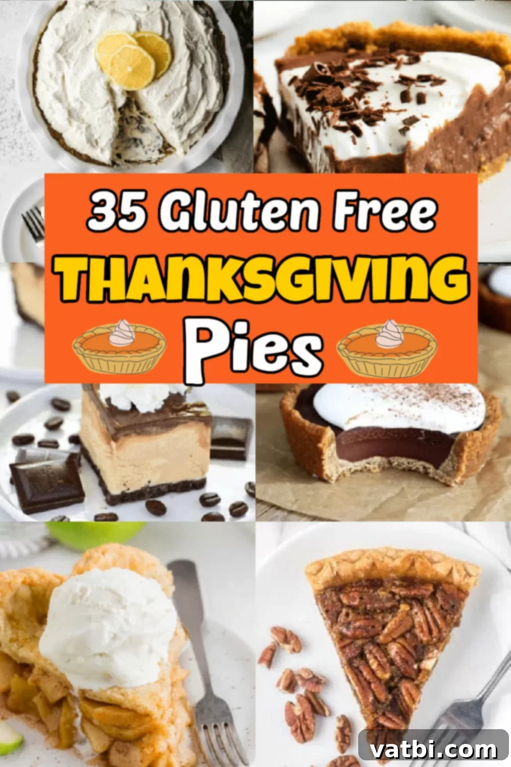 Thanksgiving Dessert Perfection: 35 Gluten-Free Pies 2 A beautifully arranged selection of gluten-free Thanksgiving pies, including pumpkin, apple, and pecan, showcasing their flaky crusts and rich fillings. Perfect for a holiday dessert spread.