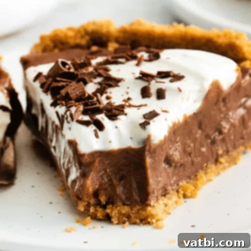 Thanksgiving Dessert Perfection: 35 Gluten-Free Pies 24 A rich slice of gluten-free chocolate pie, adorned with whipped cream, served on a white plate, ready to be savored.