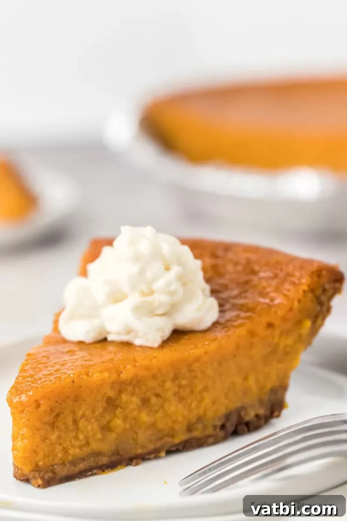 How to Freeze Sweet Potato Pie 2 A perfectly baked slice of sweet potato pie, ready to be enjoyed or frozen for later.