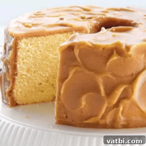 Slice of Caramel Frosted Pound Cake.