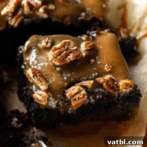 Decadent Salted Caramel Turtle Brownies.