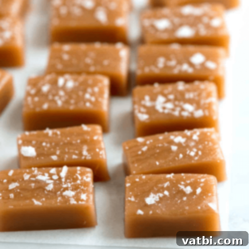Homemade Salted Caramels in wax paper.