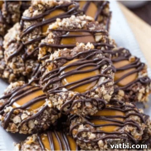 Caramel Chocolate Thumbprint Cookies.