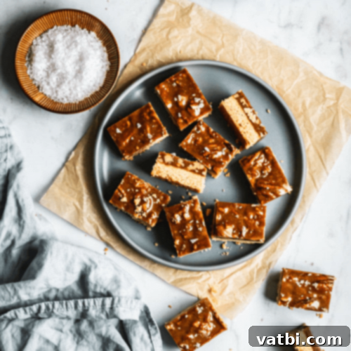 Caramel Pecan Shortbread Bars ready to serve.