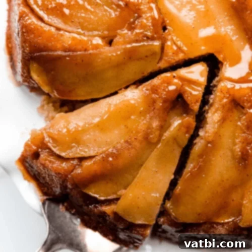Caramel Apple Upside Down Cake, inverted to reveal the caramel apples.