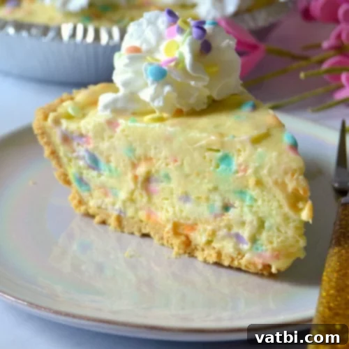 Bake-Free Bliss: 69 Easy Pie Recipes 21 A slice of No Bake Cake Batter Pie with sprinkles on top.