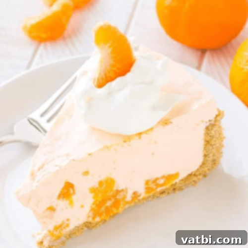 Bake-Free Bliss: 69 Easy Pie Recipes 49 A slice of No Bake Orange Cream Pie garnished with orange zest.