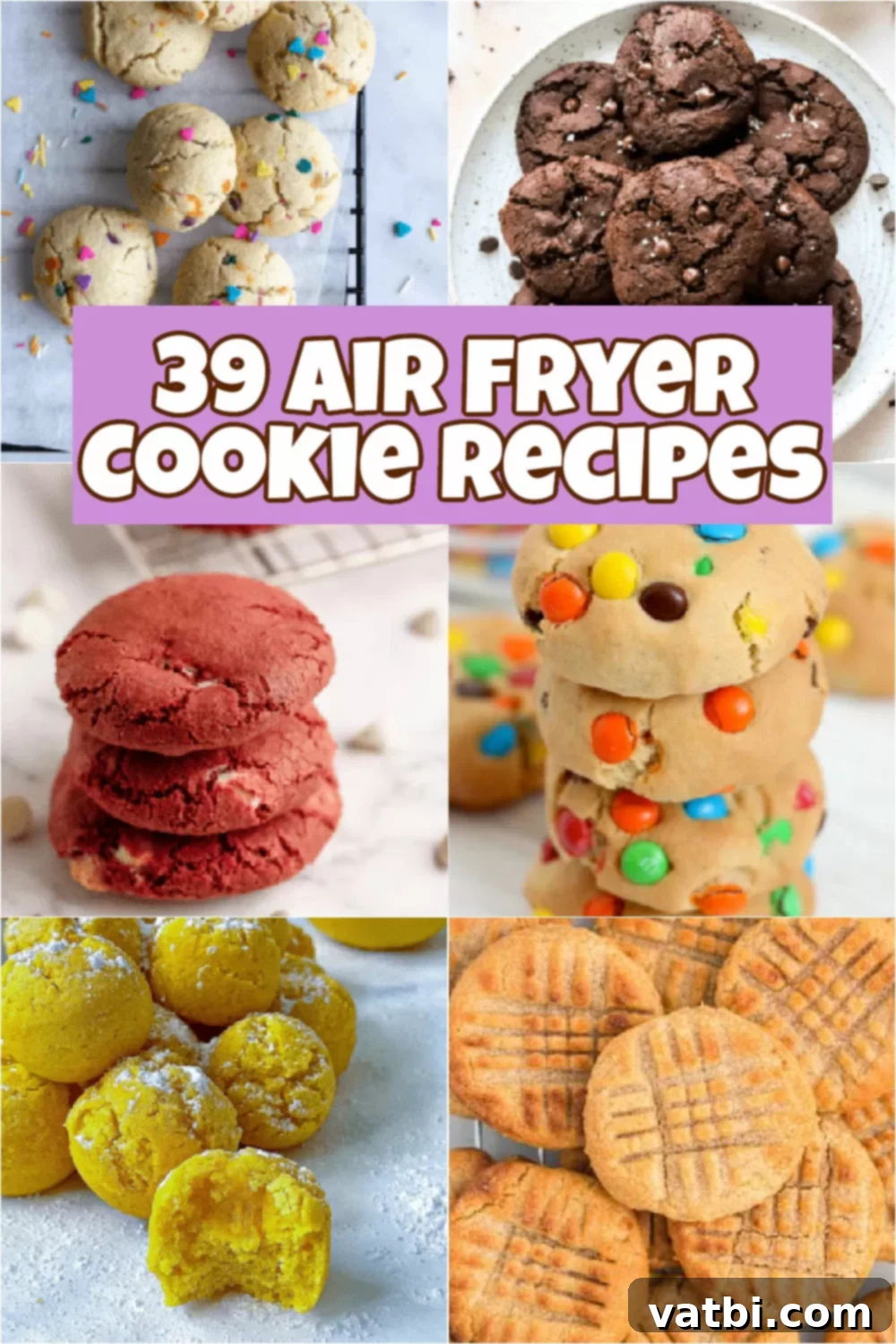 If you are looking for an easy dessert, try 39 of the best air fryer cookie recipes. From Oatmeal Chocolate Chip to classic chocolate chip cookies and even keto options, there is something for everyone. Cookies in the air fryer are convenient and delicious. 39 best air fryer cookies you will love including healthy options and more. #dessertsonadime #airfryercookierecipes #airfryer 