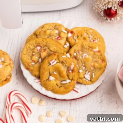 Air Fryer White Chocolate Chip Peppermint Cookies