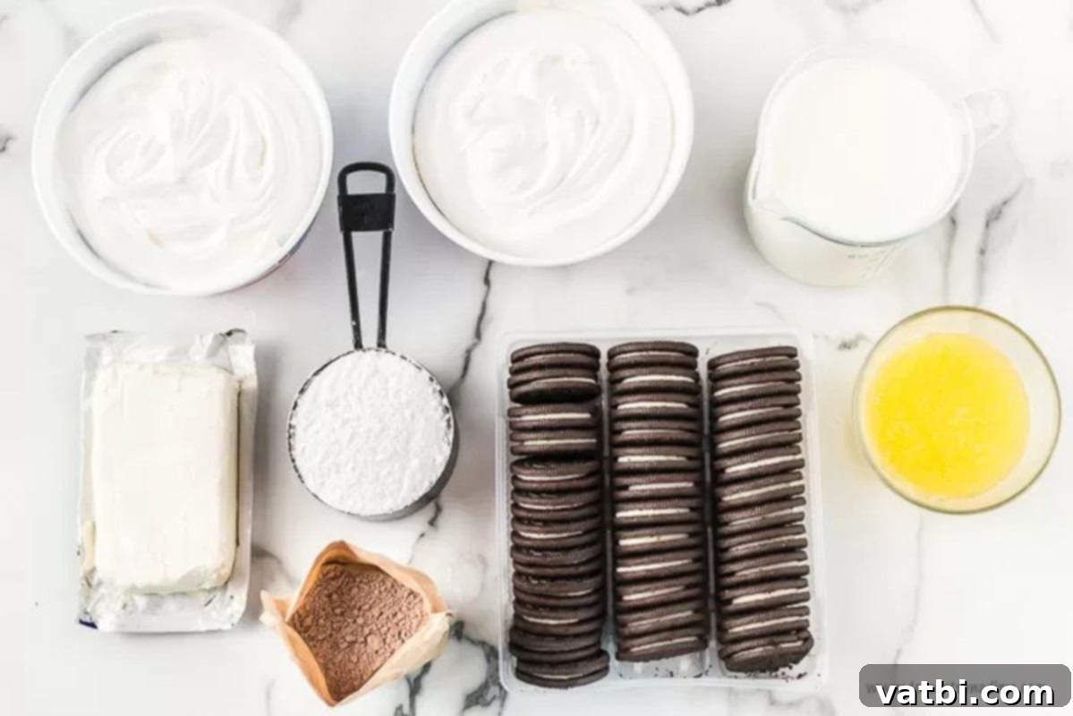 Layers of oreo cookies, pudding and an amazing cream cheese layer make this Oreo Lasagna Recipe heavenly. It is the perfect no bake dessert and so easy. Chocolate fans will love this chocolate oreo lasagna. #dessertonadime #oreolasagnarecipe #oreolasagnarecipecoolwhip Ingredients needed for Oreo Lasagna: Oreos, butter, cream cheese, powdered sugar, cool whip, chocolate instant pudding, milk
