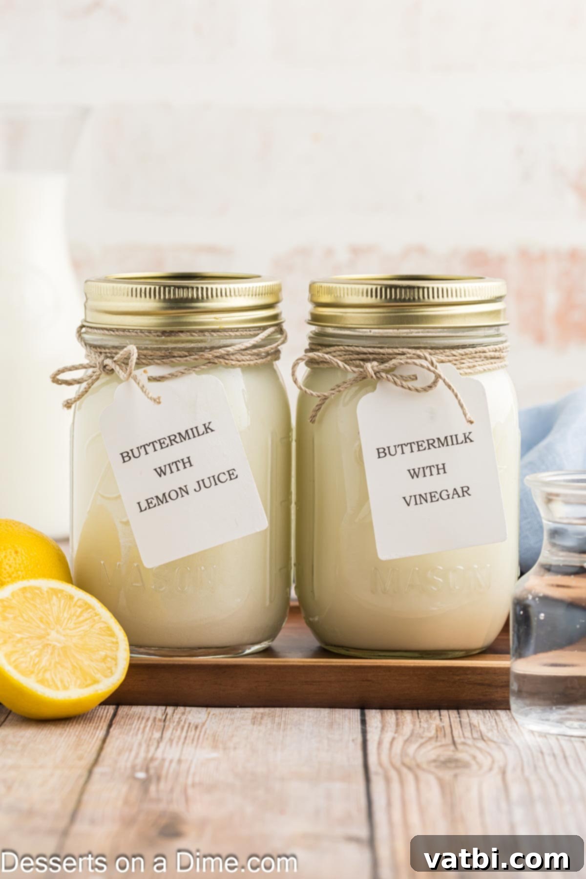 Buttermilk Demystified 2 Mason jars labeled with buttermilk.