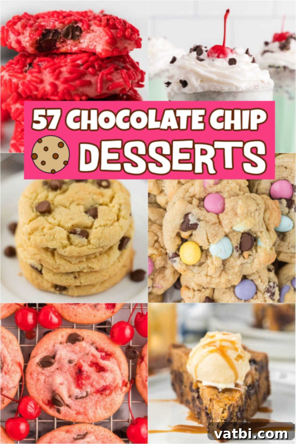 57 Irresistible Chocolate Chip Delights 2 Satisfy your craving for something sweet with a delicious chocolate chip dessert! Chocolate chips are a wonderful way to boost the flavor and texture of your favorite baked goods. Whether they're cookies, cakes, or bars. #dessertsonadime #chocolatechipdesserts #easychocolatechipdesserts