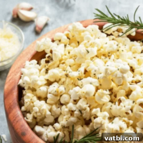 Gourmet Popcorn Creations 8 Garlic Parmesan Rosemary Popcorn, a flavorful savory snack.