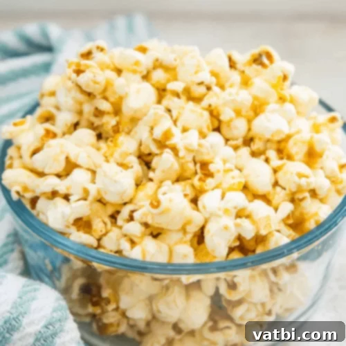 Gourmet Popcorn Creations 10 Vegan Popcorn, dairy-free and gluten-free with cheesy flavor.