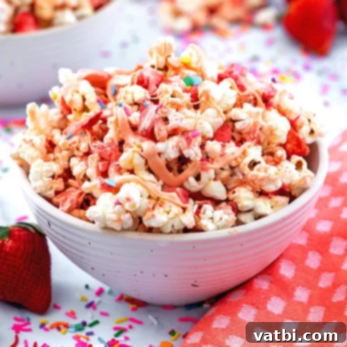Gourmet Popcorn Creations 18 Strawberry Popcorn, a sweet and fruity snack.