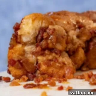 Pull-apart Maple Bacon Monkey Bread in a Bundt pan.