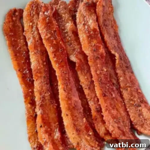 Crispy Billionaire Bacon seasoned with spices.