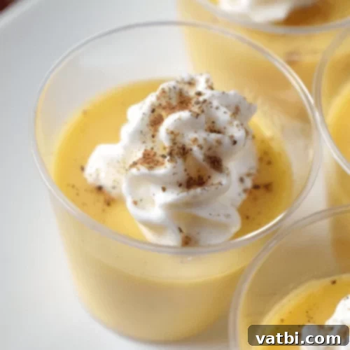 53 Holiday Eggnog Delights 11 Eggnog Jello Shots made with eggnog, spiced rum, and gelatin.