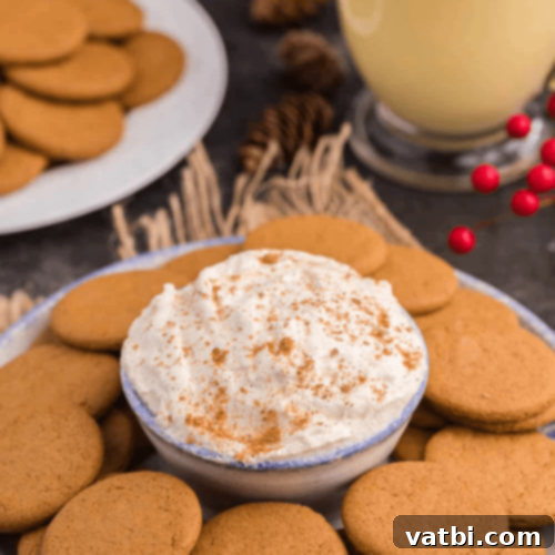 53 Holiday Eggnog Delights 25 Fluffy, sweet, and creamy eggnog dip for holiday parties.