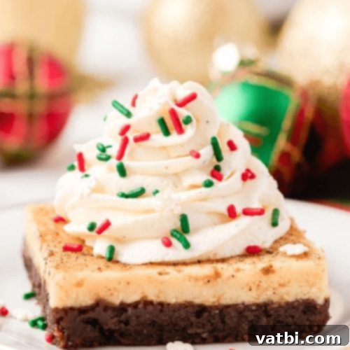 53 Holiday Eggnog Delights 26 Eggnog cheesecake brownies with creamy eggnog whipped cream.