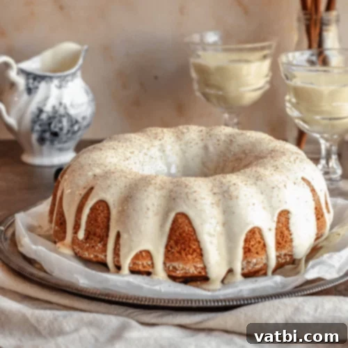 53 Holiday Eggnog Delights 51 Soft and spiced eggnog bundt cake with rum or bourbon.
